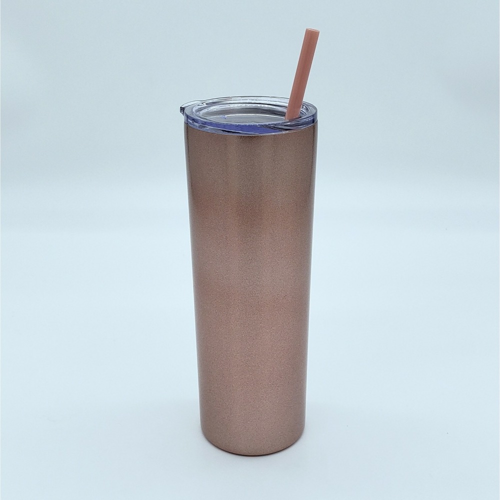 Maars Pink Metal Tumbler Cup With Lid And Straw Travel Cup Reusable